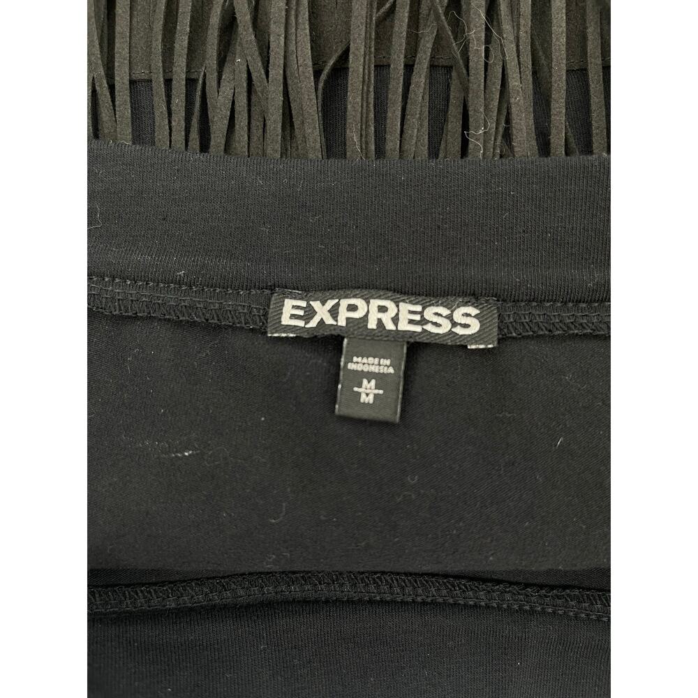 Express Black Tiered Fringe Mini Skirt Size M Festival Boho Witchy Whimsigoth‎ - Picture 4 of 7
